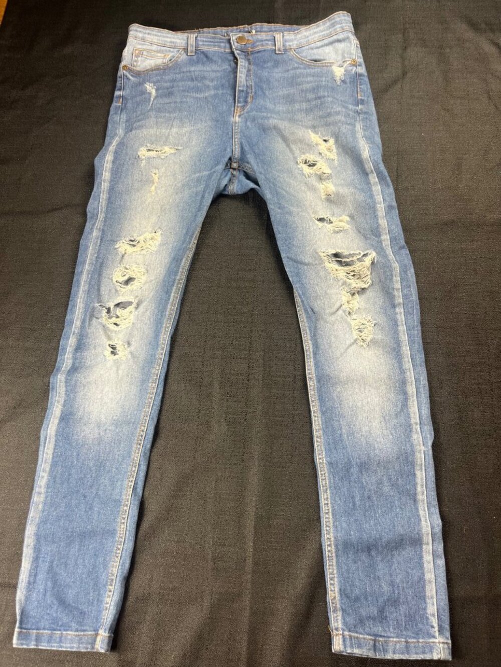 Bluesteel Blue Distressed Jeans Ripped Casual Denim Pants